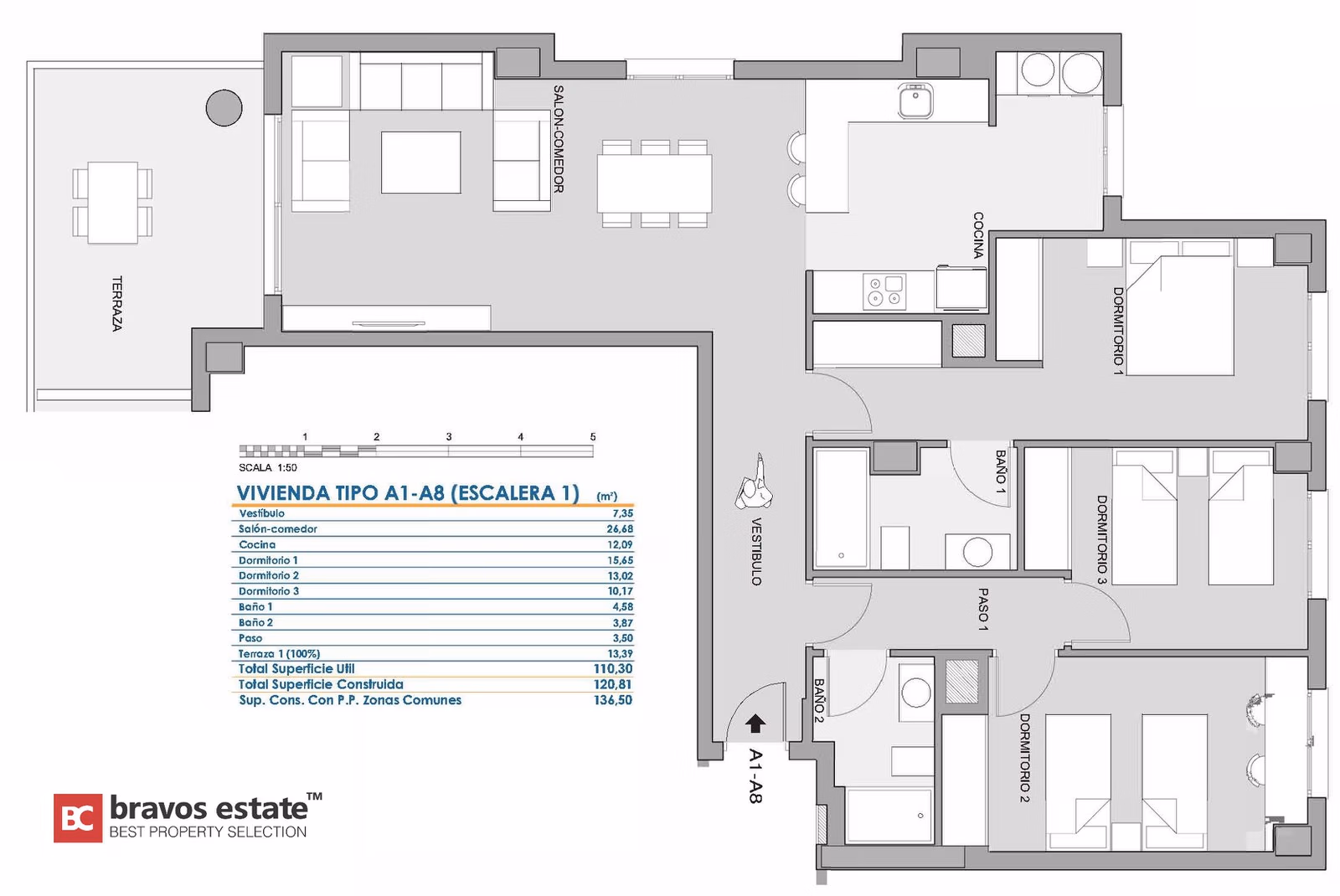Апартаменты у моря, 3 спальни в Эль Кампельо · 110 m² - 27