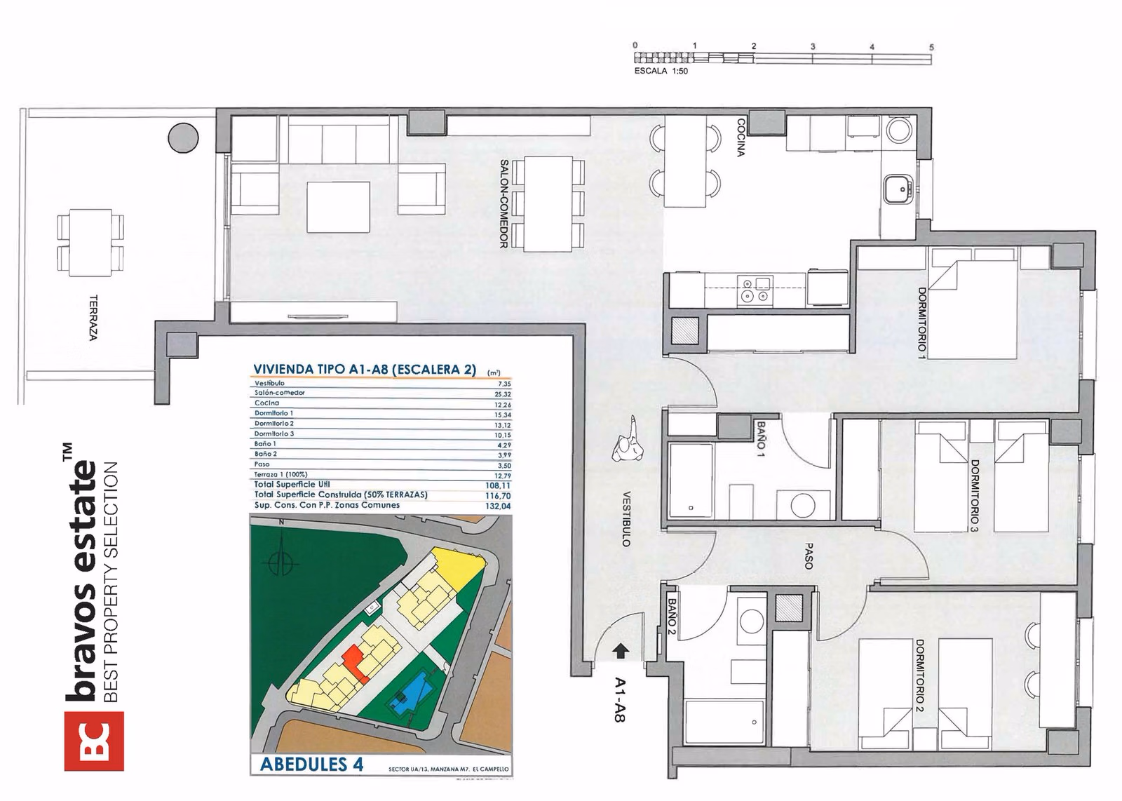 Апартаменты у моря, 3 спальни в Эль Кампельо · 108 m² - 24