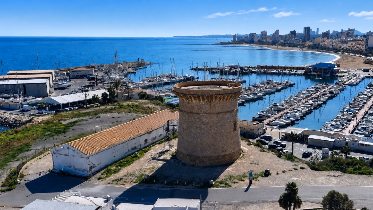 El Campello marina and its historic watchtower near NJOY SHORE