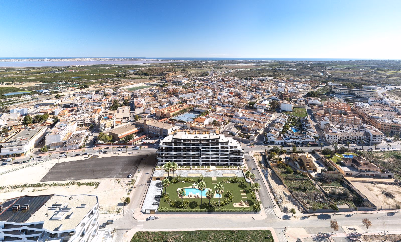 Salinas Gardens над Сан-Мигель-де-Салинас — вид на солёные озёра и побережье