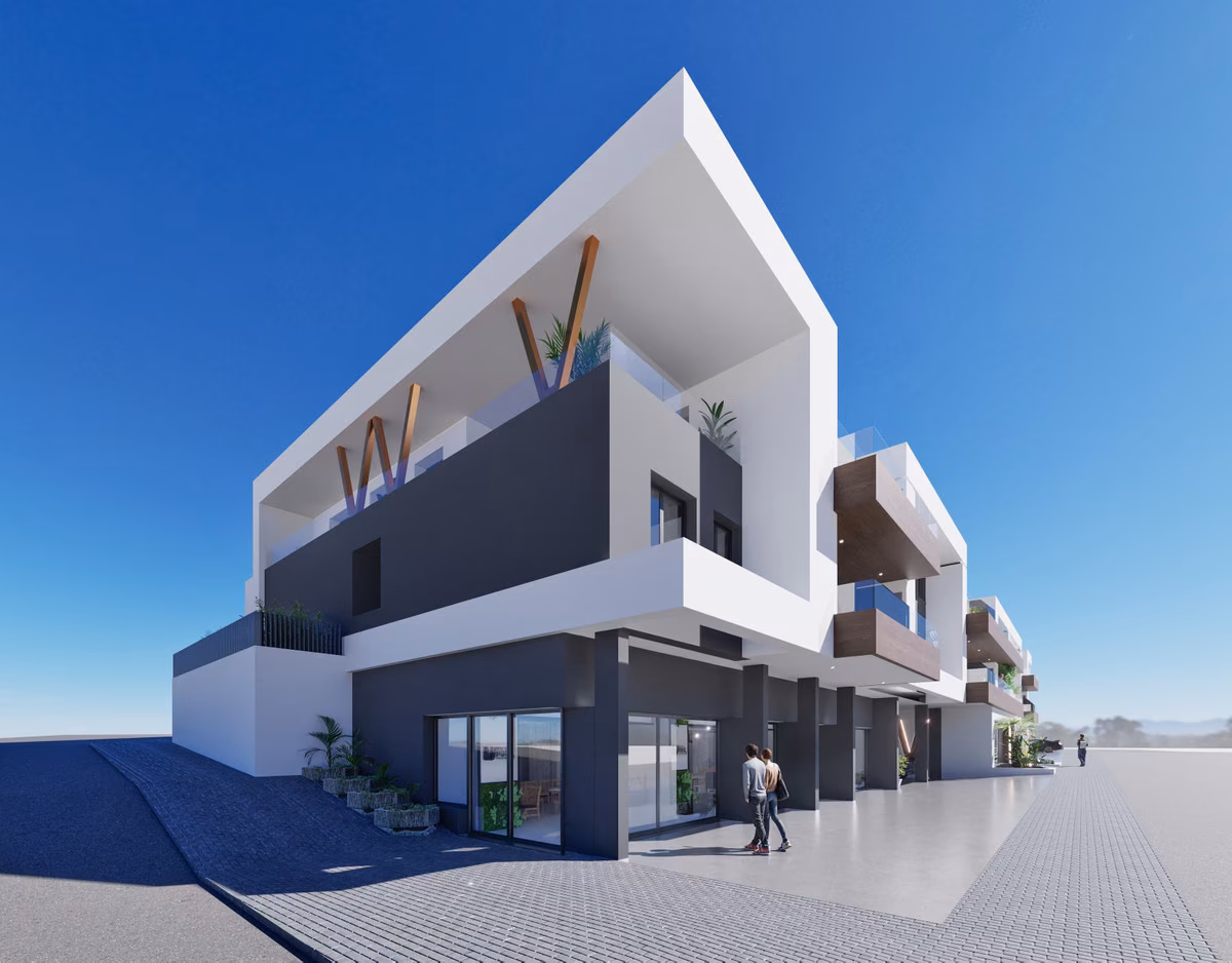 Белый угловой фасад Waldorf Astoria с улицы, Бенихофар